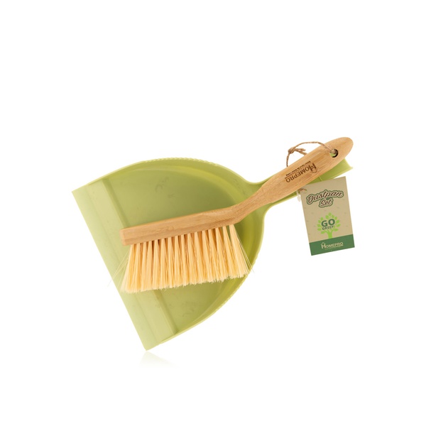 Buy Home Pro go green bamboo dustpan and brush set in UAE