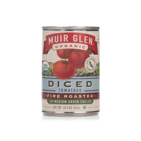 Muir Glen Organic Fire Roasted Diced Tomatoes with Medium Green Chillis 411g