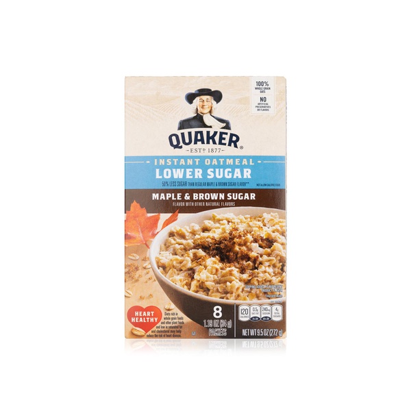 Buy Quaker instant maple and brown sugar oatmeal lower sugar 272g in UAE