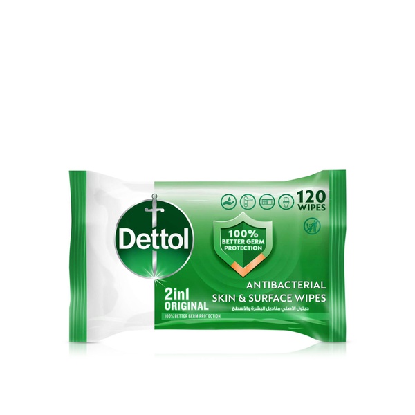 Dettol Original 2 in 1 Antibacterial Skin and Surface Wipes x 120