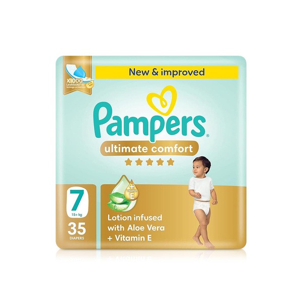 اشتري Pampers ultimate comfort diapers size 7 x35 في الامارات