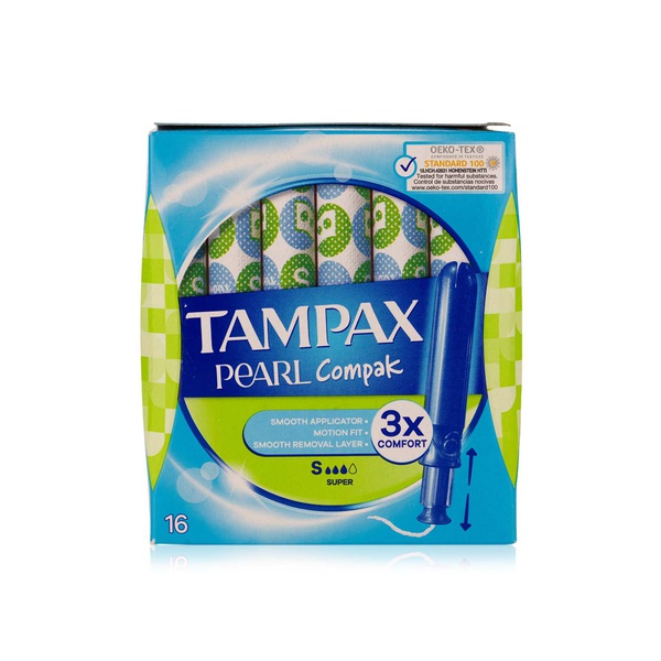 Buy Tampax compak pearl super plus tampons 16s in UAE