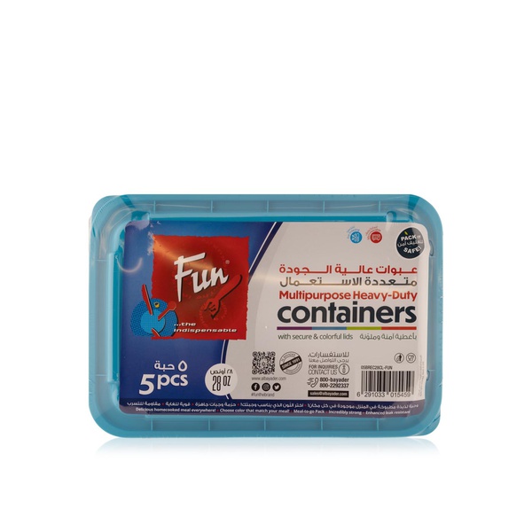 Fun Multipurpse Heavy Duty Containers with Assorted Lids 28oz x 5