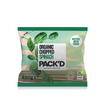 Pack'd Organic Chopped Spinach 450g