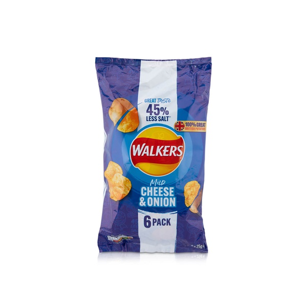 اشتري Walkers less salt mild cheese & onion crisps 6pk 150g في الامارات