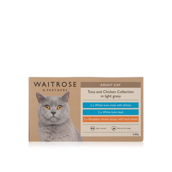 Buy Waitrose P&L Tuna and Chicken Collection in Gravy Cat Food 6x85g in UAE