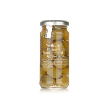 Waitrose Spanish Pitted Queen Olives 225g