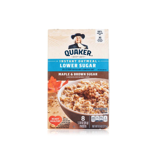 اشتري Quaker instant maple and brown sugar oatmeal lower sugar 272g في الامارات