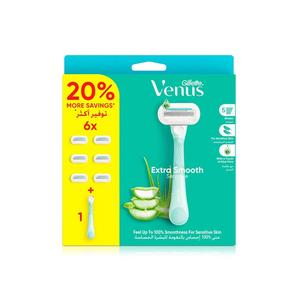 Gillette Venus Extra Smooth Sensitive Woman's Razor with 1 Handle + 6 Blades