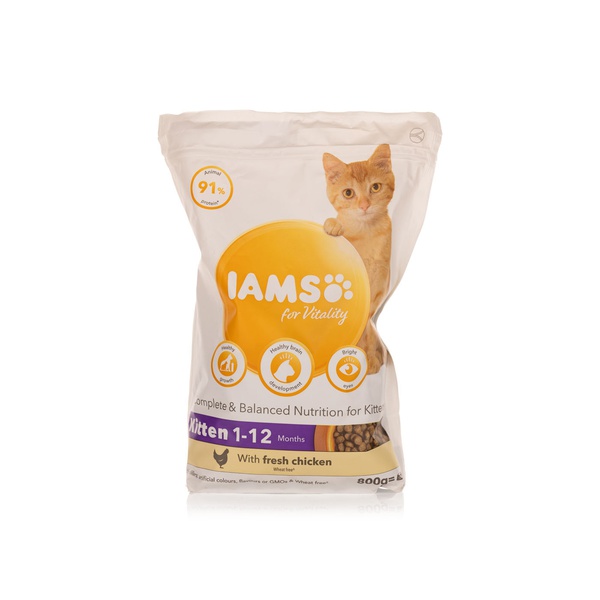 Buy Iams vitality dry cat food for kittens with chicken 800g in UAE