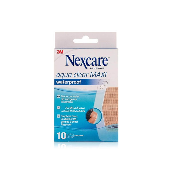 Nexcare Aqua Clear Maxi Waterproof Bandages 60mm x 88mm 10s