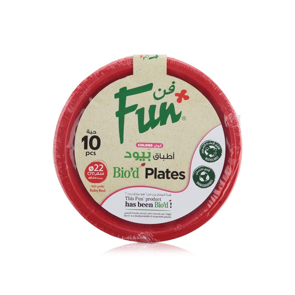 Fun Colours Biodegradable Ruby Red Plates 22cm 10s