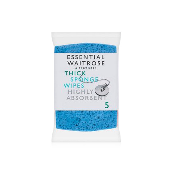 Waitrose Essential Thick Sponge Wipes 5s
