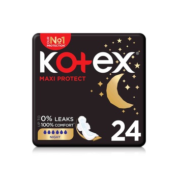 Kotex Overnight Maxi Protect Pads with Wings 24s