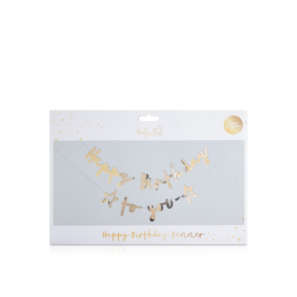Hootyballoo Happy Birthday to You Banner Gold 4m