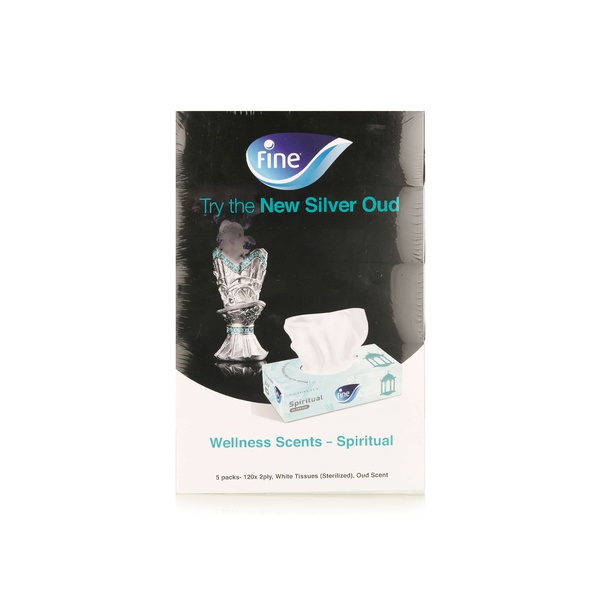 Buy Fine facial tissue silver oud 2ply 120 sheets x5 in UAE