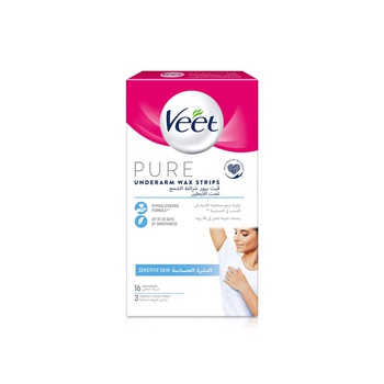 Veet Hair Removal Wax Strips for Sensitive Skin Underarms x 16