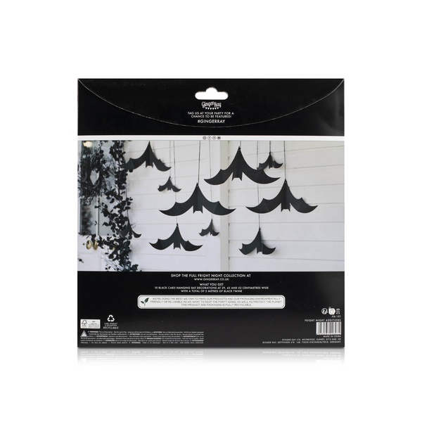 Ginger Ray 10 Black Hanging Bat Decorations