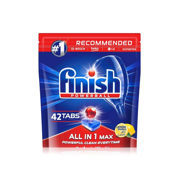 Buy Finish powerball all in one max dishwasher tablets lemon sparkle 42tabs in UAE