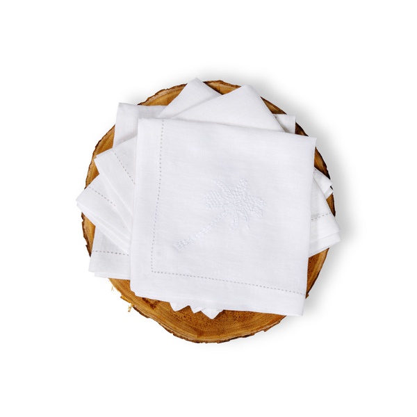Curate Home White Palm Linen Napkins x 4