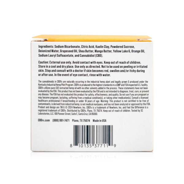 CBDFx 200mg CBD hydrating bath bomb mango and shea butter 142g