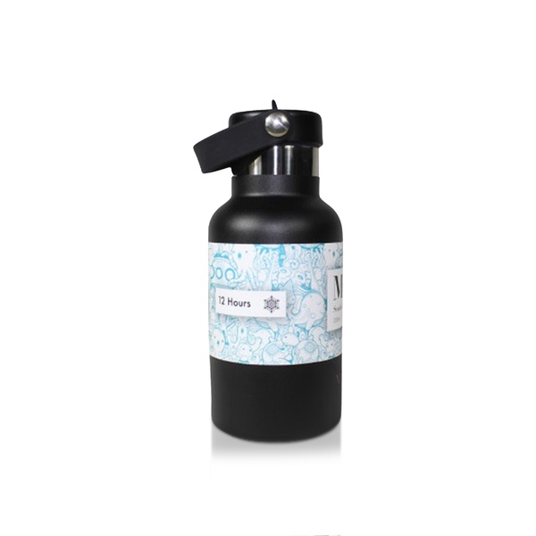Moya Seashell Insulated and Sustainable Water Bottle Black 350ml