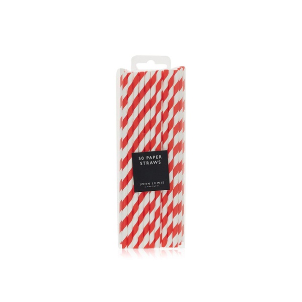 Waitrose Home Striped Paper Straws Red & White x 50