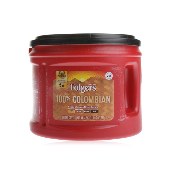 Folgers 100 Colombian medium dark ground coffee 686g Spinneys UAE