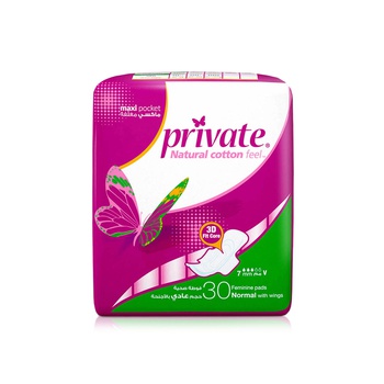 Private Feminine Pads Cotton Feel Normal with Wings x 30