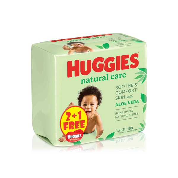 Huggies Natural Care Baby Cleansing Wipes with Aloe Vera 56s x 3 Packs