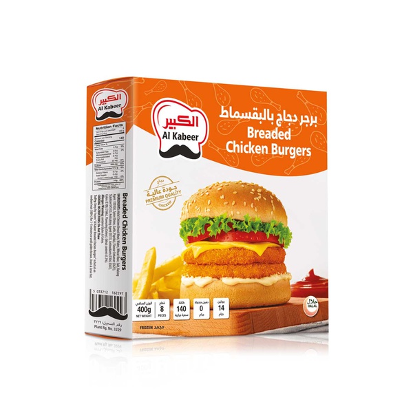 Al Kabeer Breaded Chicken Burgers x 8 400g