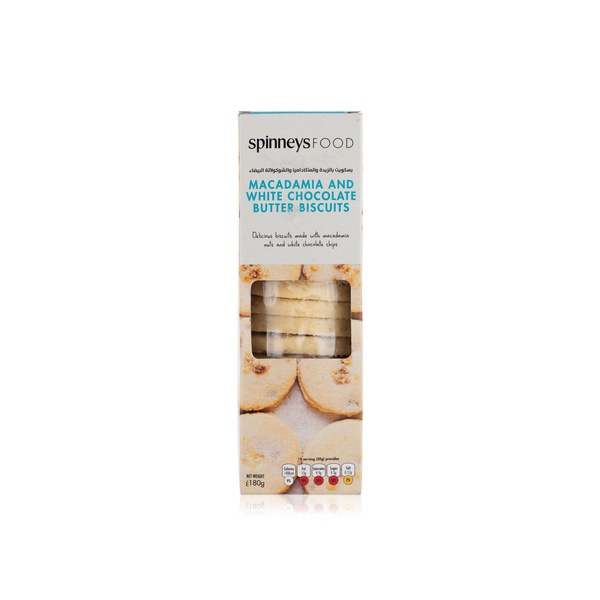 Buy Spinneysfood Macadamia and White Chocolate Butter Biscuits 180g in UAE