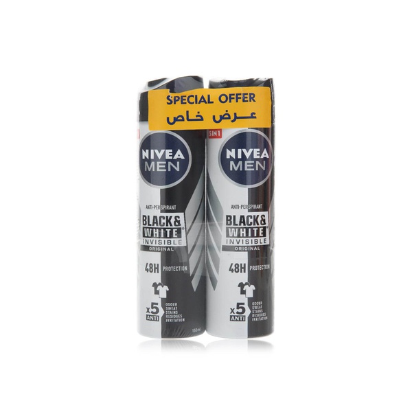 Buy Nivea men black and white invisible original deodorant spray 150ml in UAE