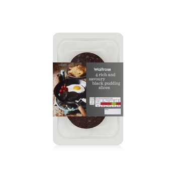 Waitrose Rich and Savoury Pork Black Pudding Slices x 4 227g