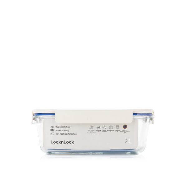 Lock & Lock Glass Clear Rectangle White 2L