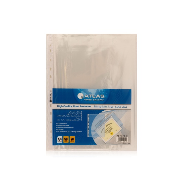 Atlas A4 Clear Sheet Pockets x 20