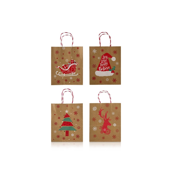 Christmas Magic Rustic Cheer Gift Bags 6 Pack
