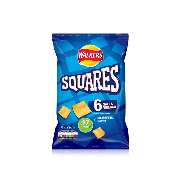 Walkers Squares Salt & Vinegar Crisps 6 x 22g