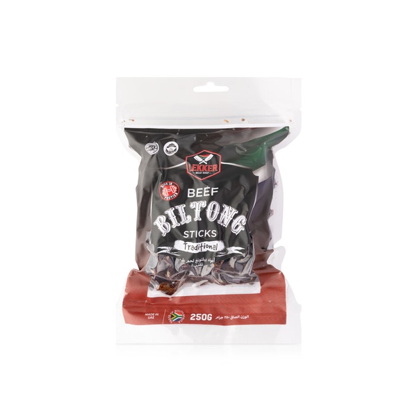 Lekker Beef Biltong Sticks Traditional 250g