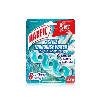 Harpic Turquoise Power 6 Tropical Lagoon Toilet Rim Block 39g