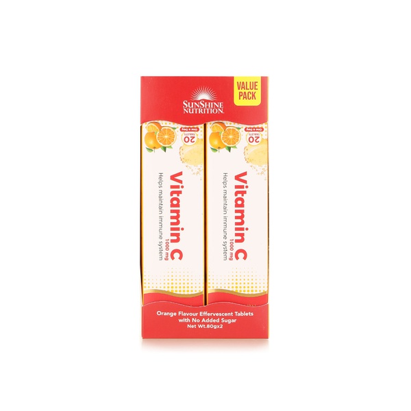 Sunshine Nutrition Vitamin C Orange 1000mg 20 Tablets x 2