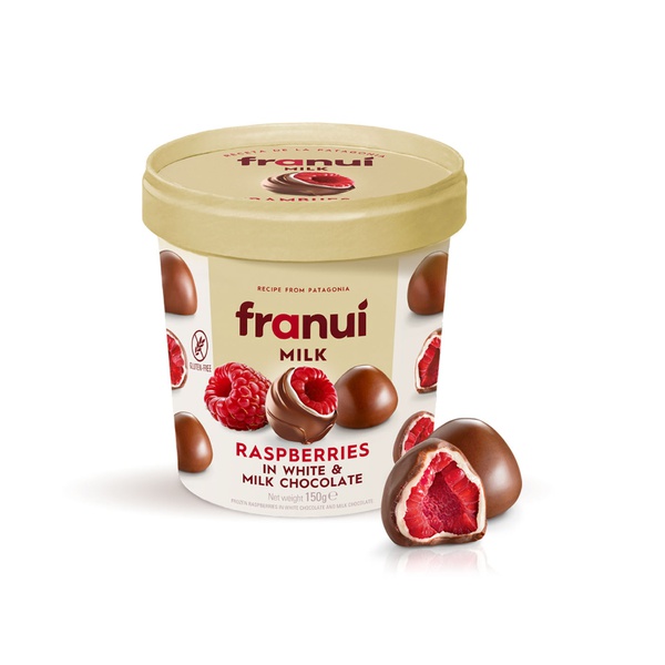 Buy Franui frozen raspberries in white and milk chocolate 150g in UAE