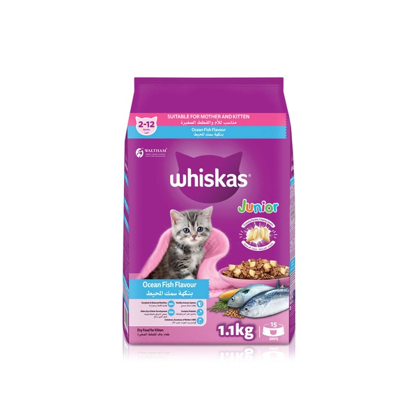 Whiskas Dry Cat Food Junior Ocean Fish with Milk 1.1kg