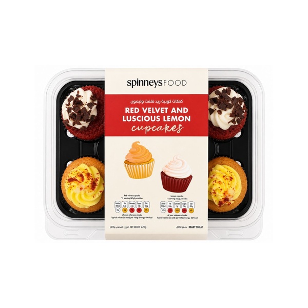 Spinneysfood Red Velvet and Lemon Cupcakes 270g