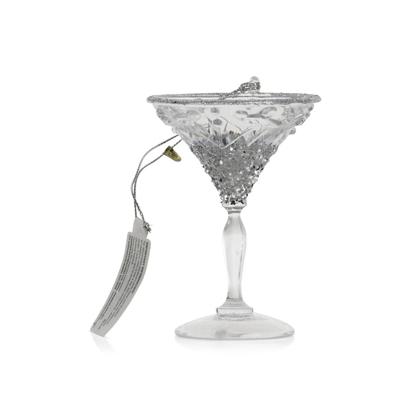 Premier Set of 2 Silver Acrylic Wine Glass Decorations 10cm