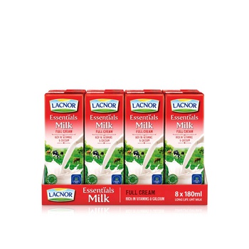 Lacnor Essentials Milk Full Cream 8 x 180ml