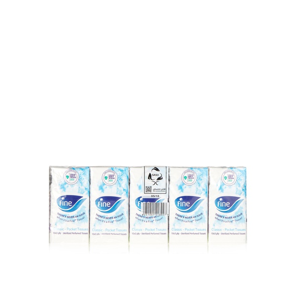 Buy Fine pocket facial tissue fine 3-ply white tissues, pack of 10 in UAE