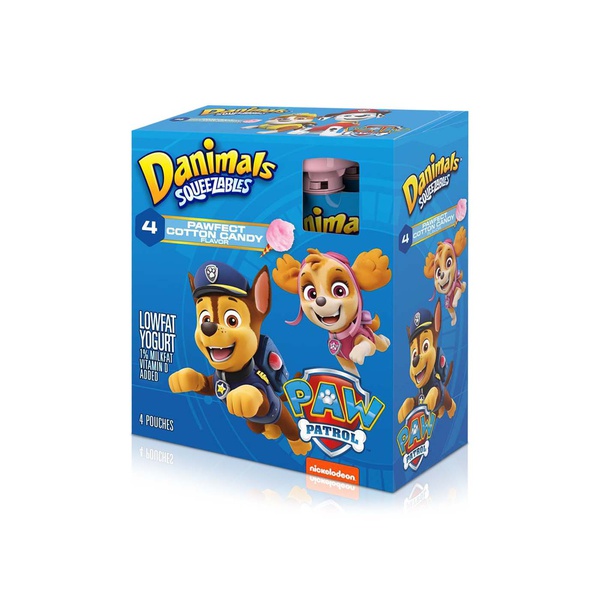 Danimals Paw Patrol Cotton Candy Squeezable Yoghurts 454g x 4