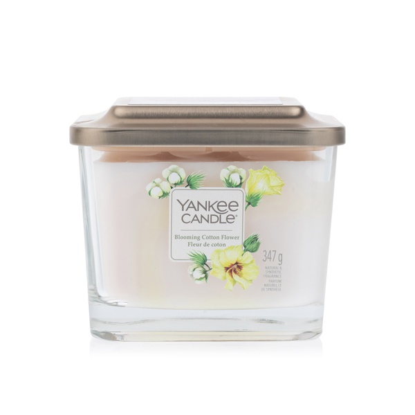Yankee Candle Elevation Collection Blooming Cotton Flower Square Medium Jar Candle