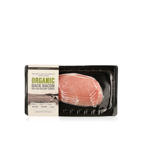 Spinneysfood Dry Cured Organic Unsmoked Back Bacon 200g